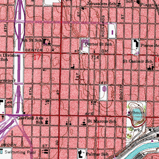 Topographic Map of Margo Hospital, WI