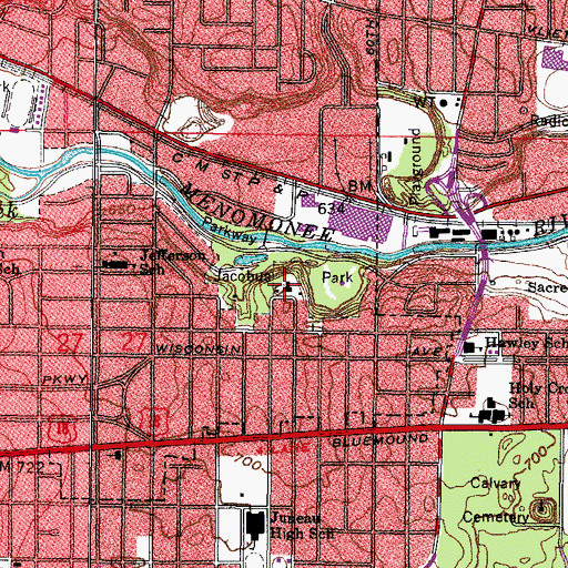 Topographic Map of Martha Washington Home for Girls, WI
