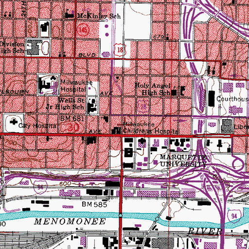 Topographic Map of McCormick Residence Hall, WI