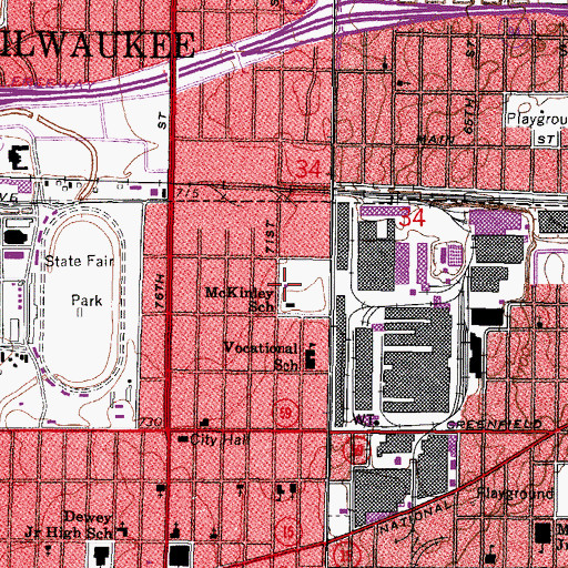 Topographic Map of McKinley Playground, WI