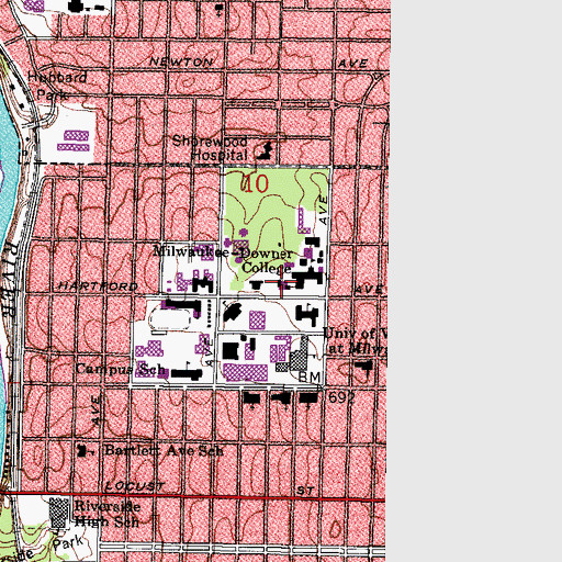 Topographic Map of McLaren Hall, WI