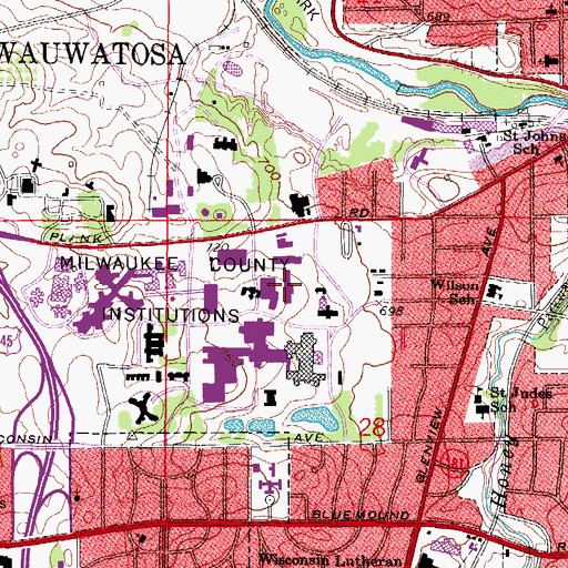 Topographic Map of Medical College of Wisconsin, WI
