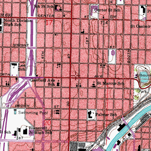 Topographic Map of Memorial Hospital, WI
