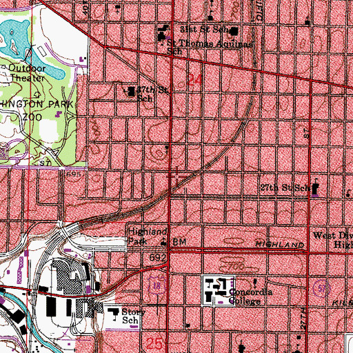 Topographic Map of Mid City Station Milwaukee Post Office, WI