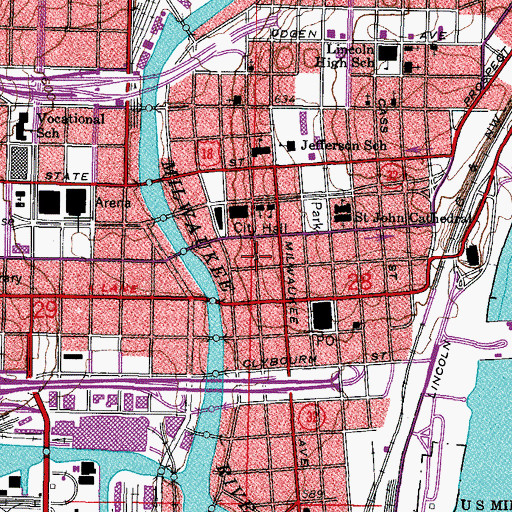Topographic Map of Milwaukee Athletic Club, WI