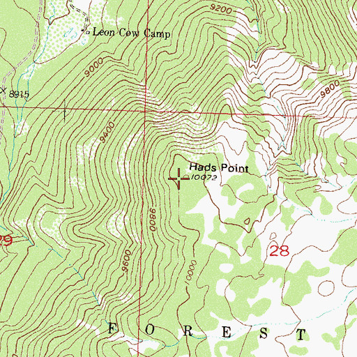 Topographic Map of Hads Point, CO