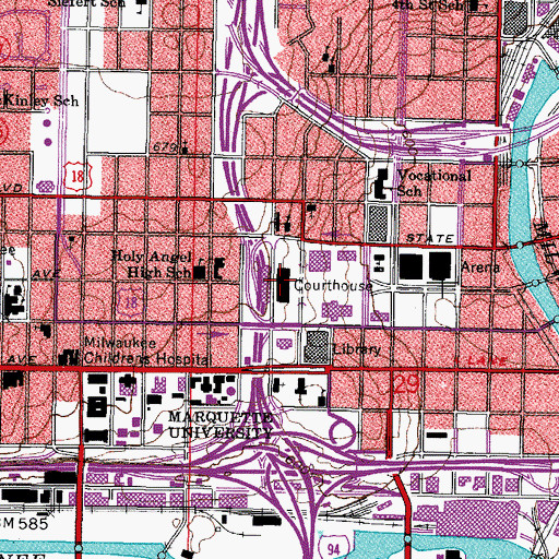 Topographic Map of Milwaukee County Courthouse, WI
