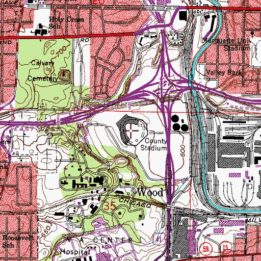 Topographic Map of Milwaukee County Municipal Stadium (historical), WI