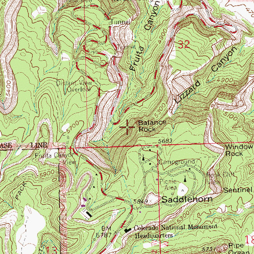 Topographic Map of Balanced Rock, CO
