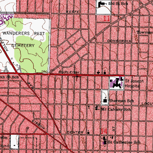 Topographic Map of Milwaukee Gospel Tabernacle, WI