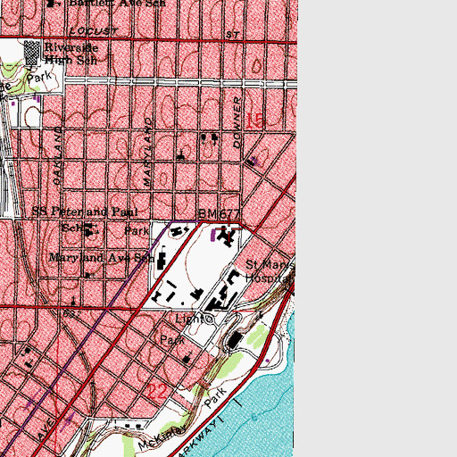 Topographic Map of Milwaukee Protestant Home tor the Aged, WI