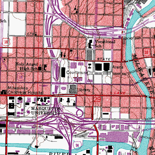 Topographic Map of Milwaukee Public Museum, WI