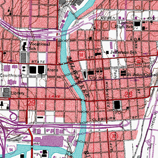 Topographic Map of Milwaukee Repertory Theater, WI