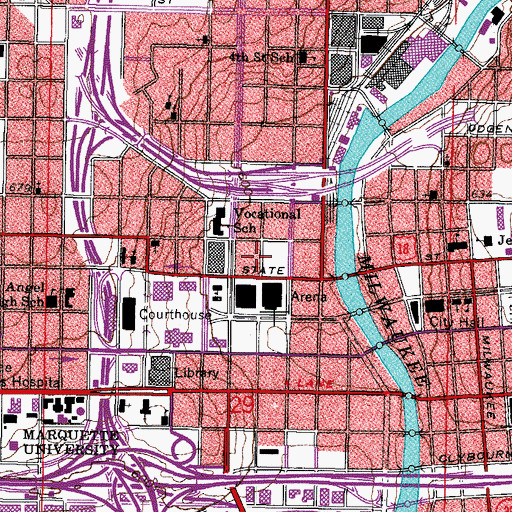 Topographic Map of Milwaukee Rescue Mission, WI
