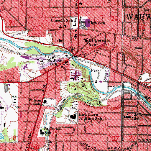 Topographic Map of Aurora Psychiatric Hospital, WI