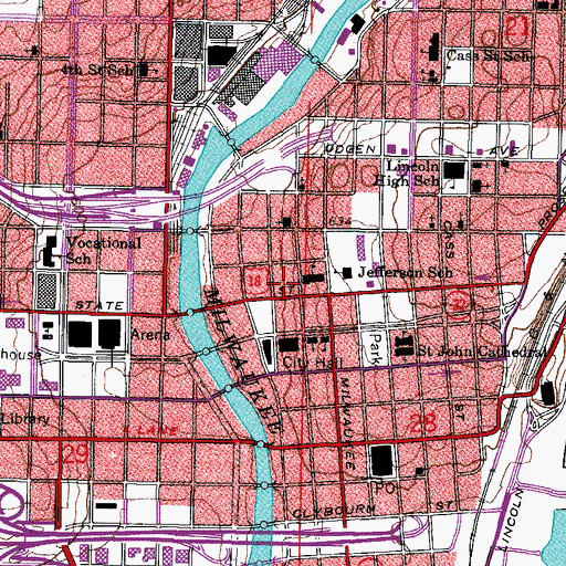 Topographic Map of Milwaukee School of Engineering, WI