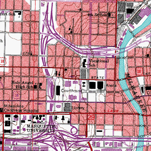 Topographic Map of Milwaukee Area Technical College, WI