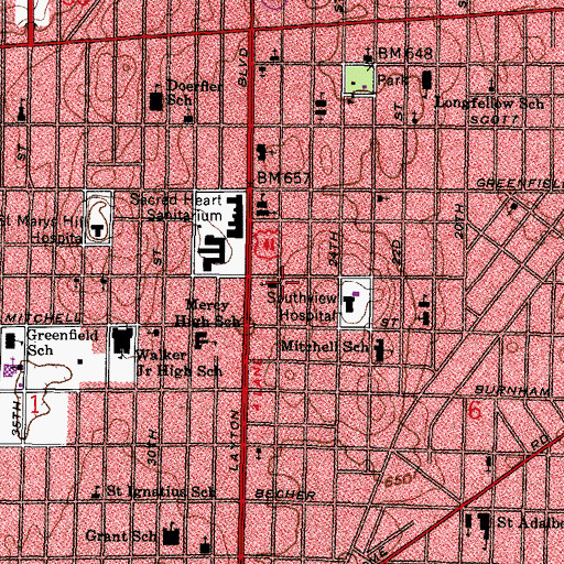 Topographic Map of Mitchell Office Building, WI