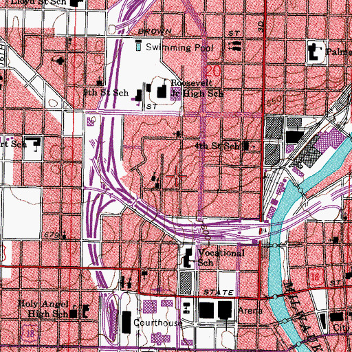 Topographic Map of Morris Temple Church of God in Christ, WI