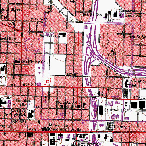 Topographic Map of Moses Chapel Missionary Baptist Church, WI