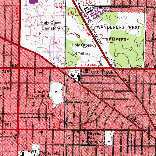Topographic Map of Mother of Good Counsel School, WI