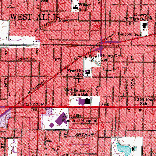Topographic Map of Mount Hope Lutheran Church, WI