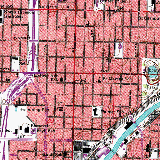 Topographic Map of Mount Zion Baptist Church, WI