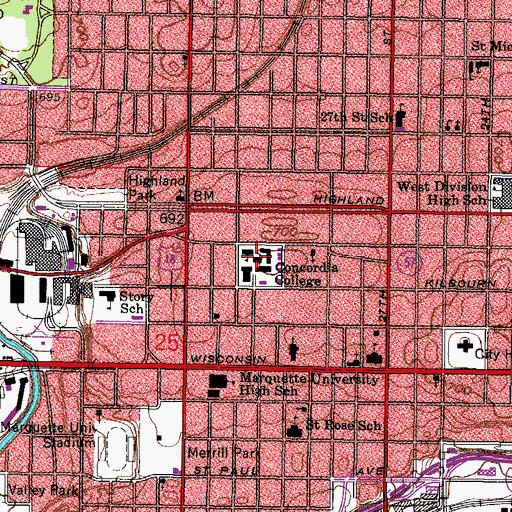 Topographic Map of Spotted Eagle High MAAIC School, WI