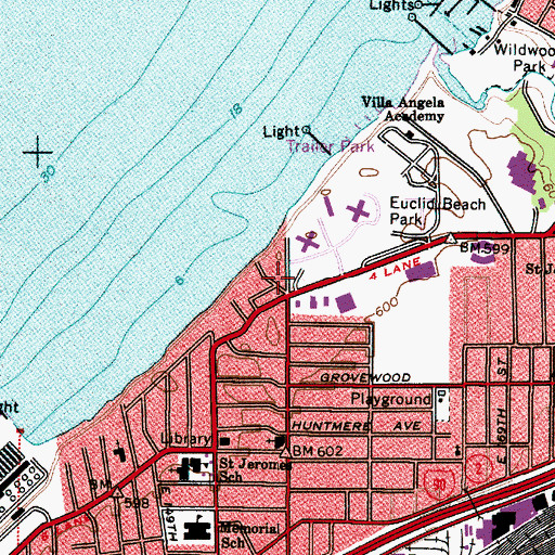 Topographic Map of Beulah Park, OH