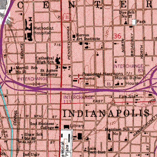 Topographic Map of President Harrisons Home, IN