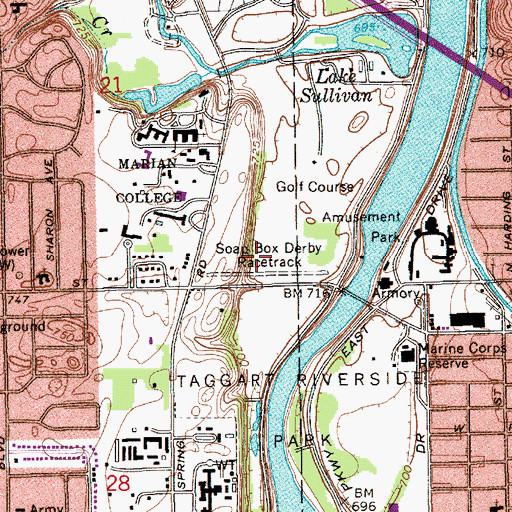 Topographic Map of Soap Box Derby Racetrack, IN