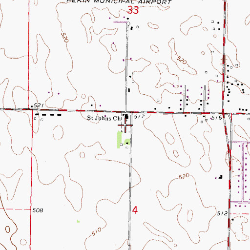 Topographic Map of Saint John's Lutheran Cemetery, IL
