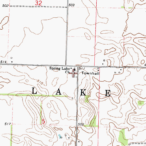 Topographic Map of Spring Lake Cemetery, IL