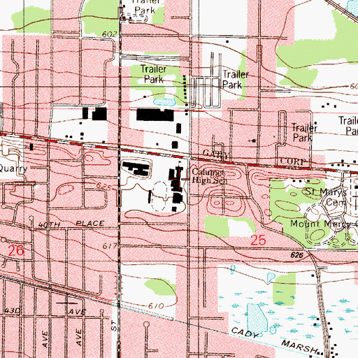 Topographic Map of Calumet High School, IN