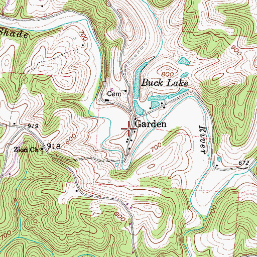 Topographic Map of Garden Post Office (historical), OH