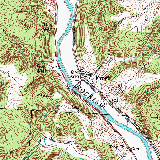 Topographic Map of Frost Post Office (historical), OH