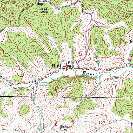 Topographic Map of Hull Post Office (historical), OH