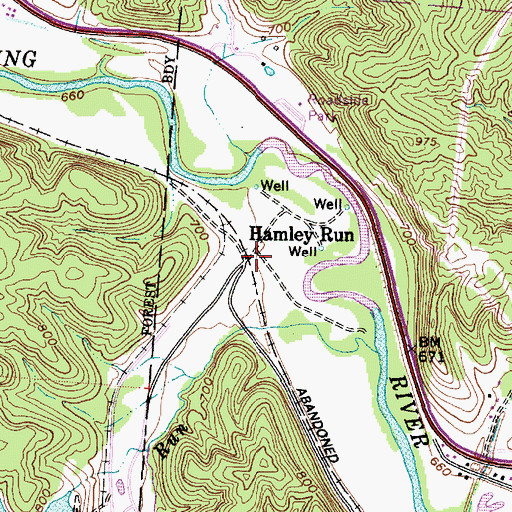 Topographic Map of Hamley Run Post Office (historical), OH
