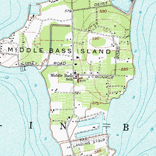 Topographic Map of Middle Bass Island Cemetery, OH