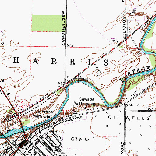 Topographic Map of Rice Cemetery, OH