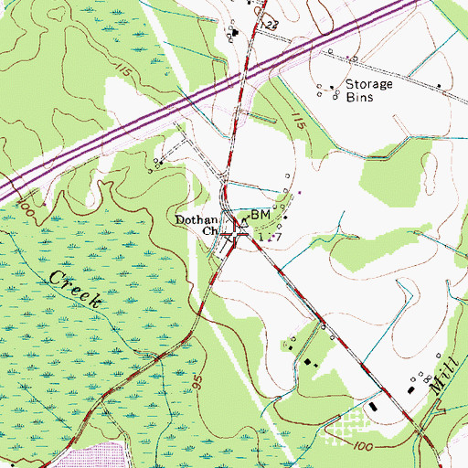 Topographic Map of Dothan Methodist Church Cemetery, SC