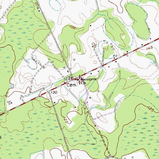 Topographic Map of Kentyre Presbyterian Church Cemetery, SC