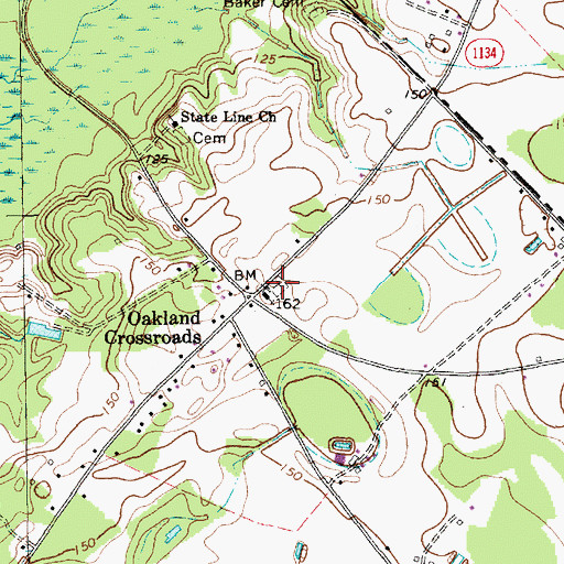 Topographic Map of Oakland United Methodist Church Cemetery, SC