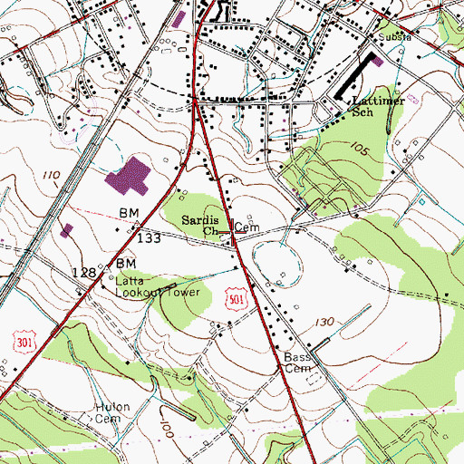 Topographic Map of Sardis Baptist Church Cemetery, SC