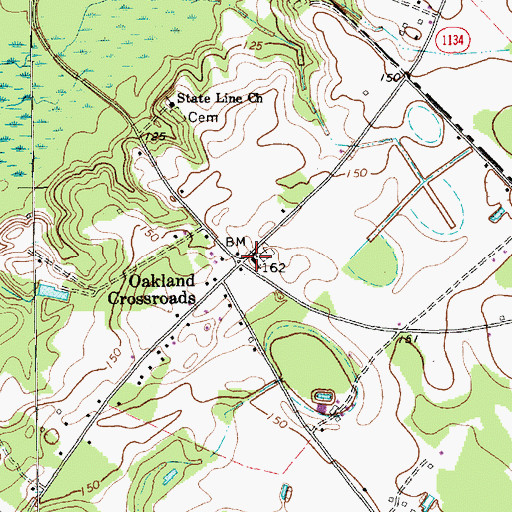 Topographic Map of Oakland United Methodist Church, SC