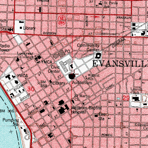 Topographic Map of Walnut School, IN