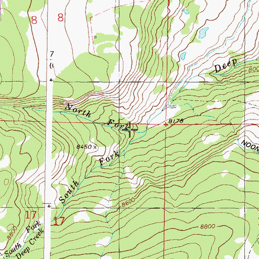 Topographic Map of North Fork Deep Creek, CO