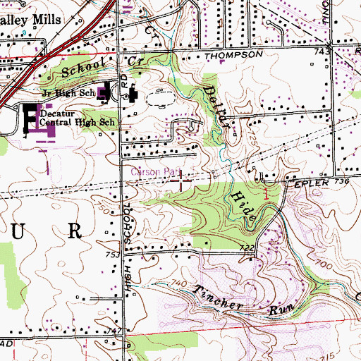 Topographic Map of Carson Park, IN