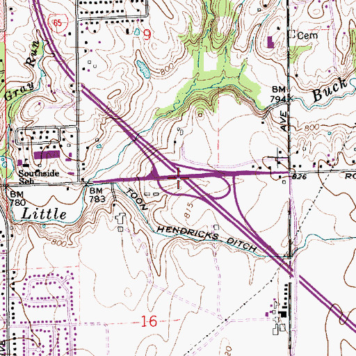 Topographic Map of Interchange 103, IN