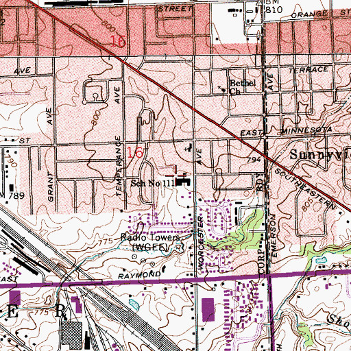 Topographic Map of School Number 111 (historical), IN